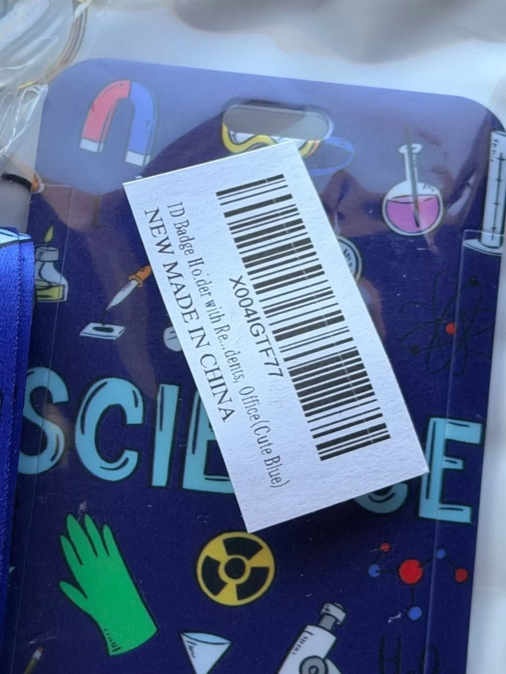 NWT Science Themed Blue ID Badge Lanyard with Retractable Reel